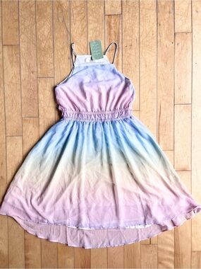 H&M NEW Sleeveless Elastic Waist Multicolor Pastel Ombre Dress Size 14 Girl